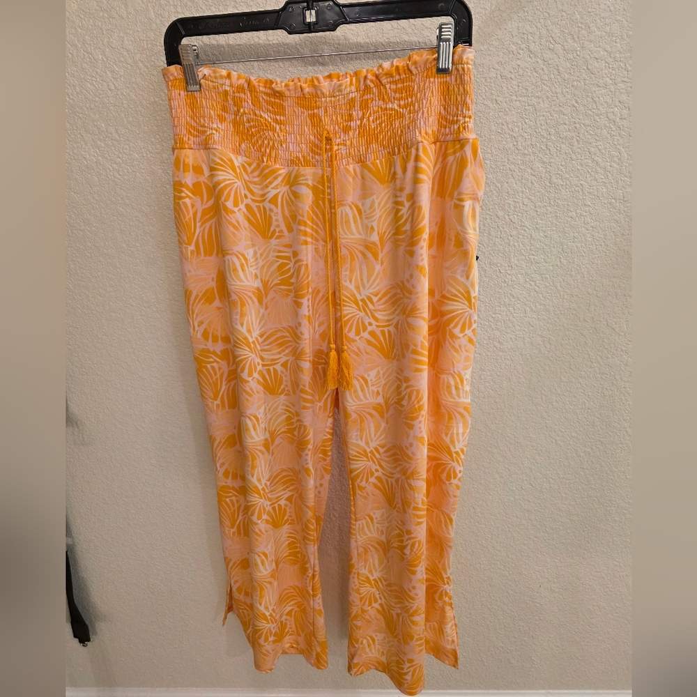 Robert Louis Tropical Orange and Cream Wide Leg Pants